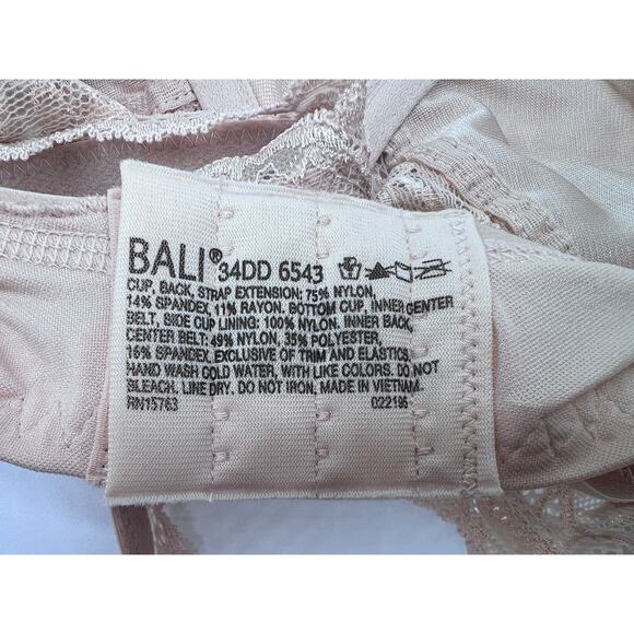 BALI DESIRE LACE UNDERWIRE COMFORT BRA STYLE 6543 CHAMPAGNE NUDE 34DD NEW - Picture 7 of 7
